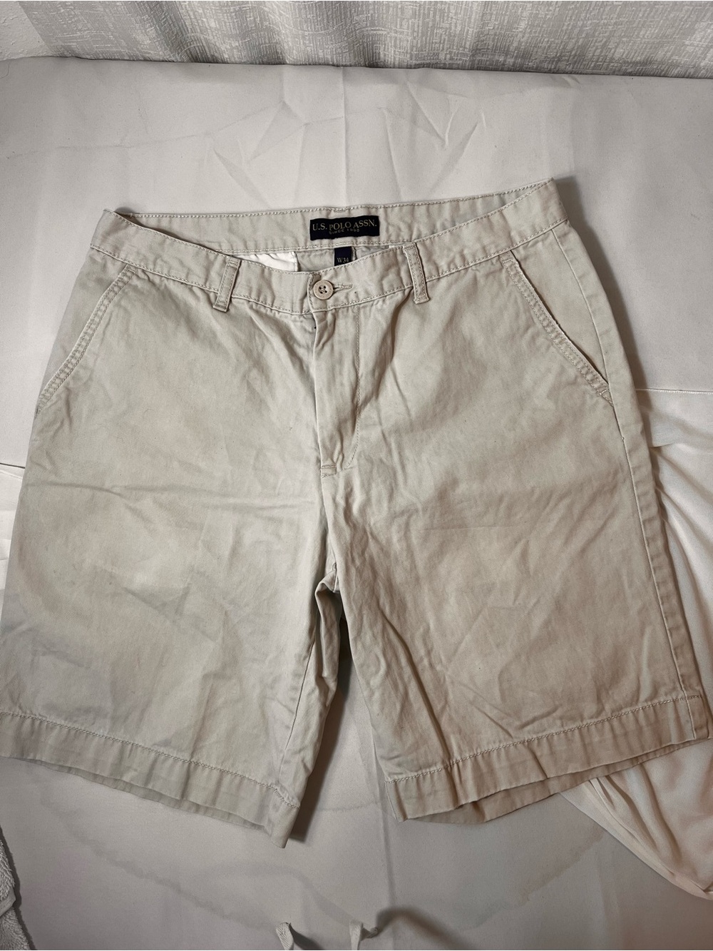U.S POLO  ASS. MEN’S Khaki Cotton Chino Shorts Size 34